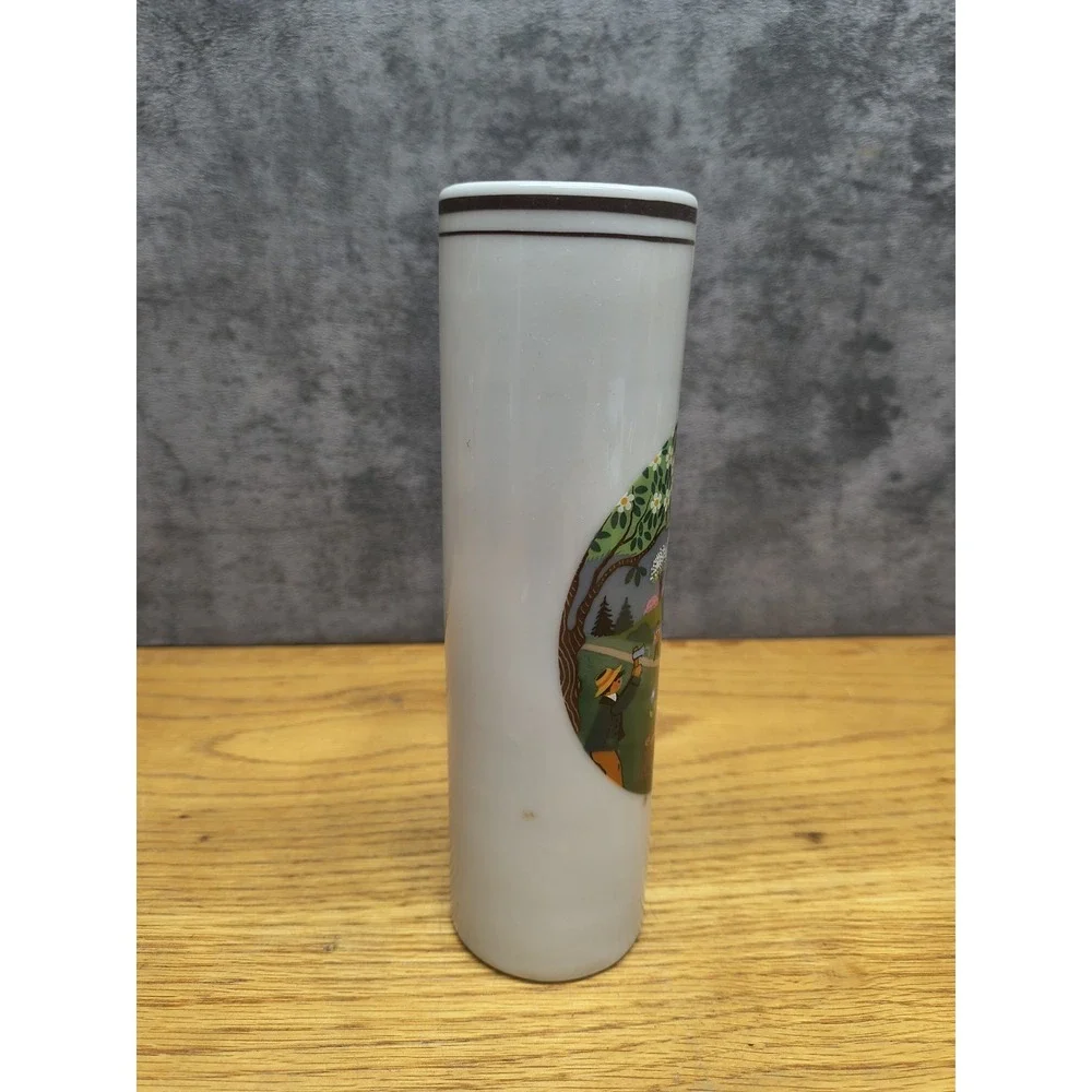 Vintage Reutter Porzellan Porcelain Flower Vase West Germany Naive Design 7 Tall